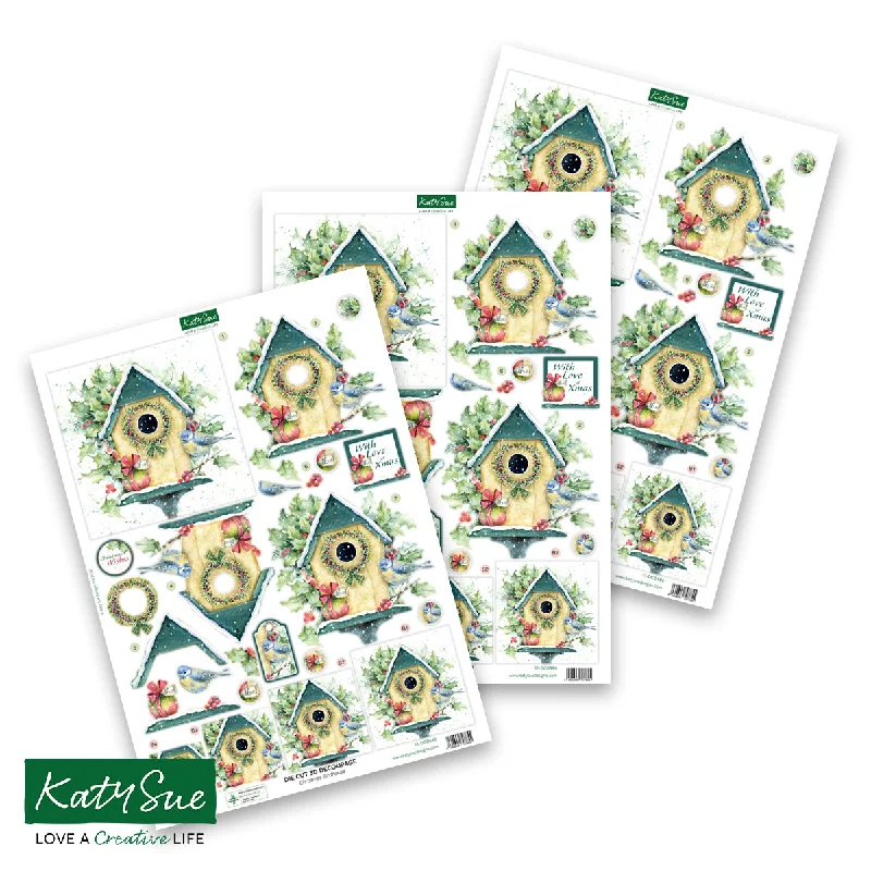 Die Cut Decoupage – Christmas Birdhouse (pack of 3)