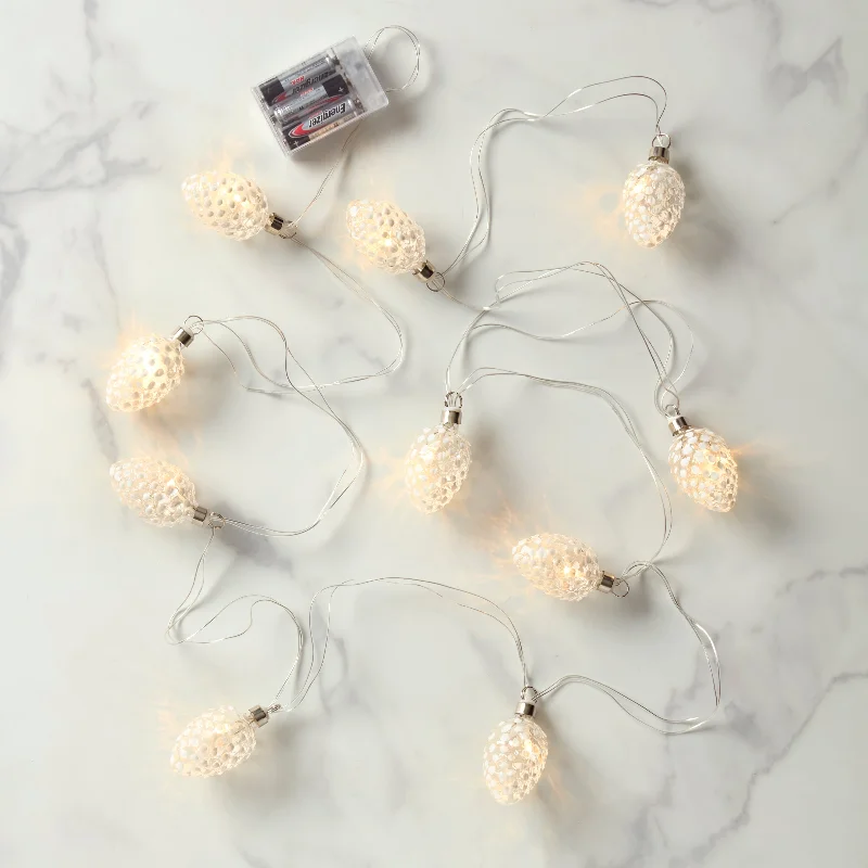 White Pinecone LED String Lights