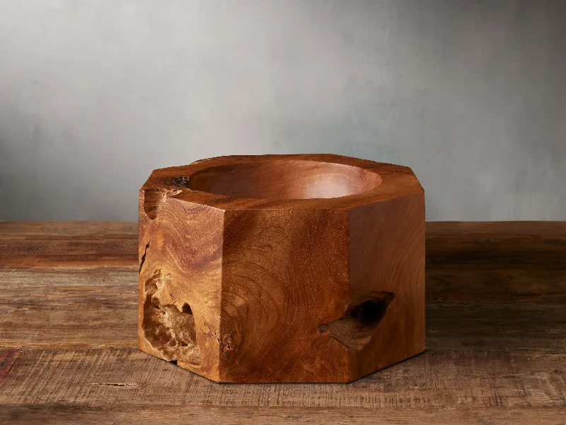 Etta Tall Octagon Teak Bowl