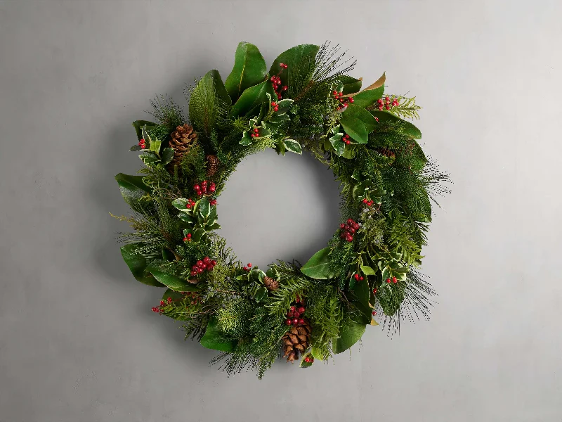 Faux Holly Mix Pine Wreath