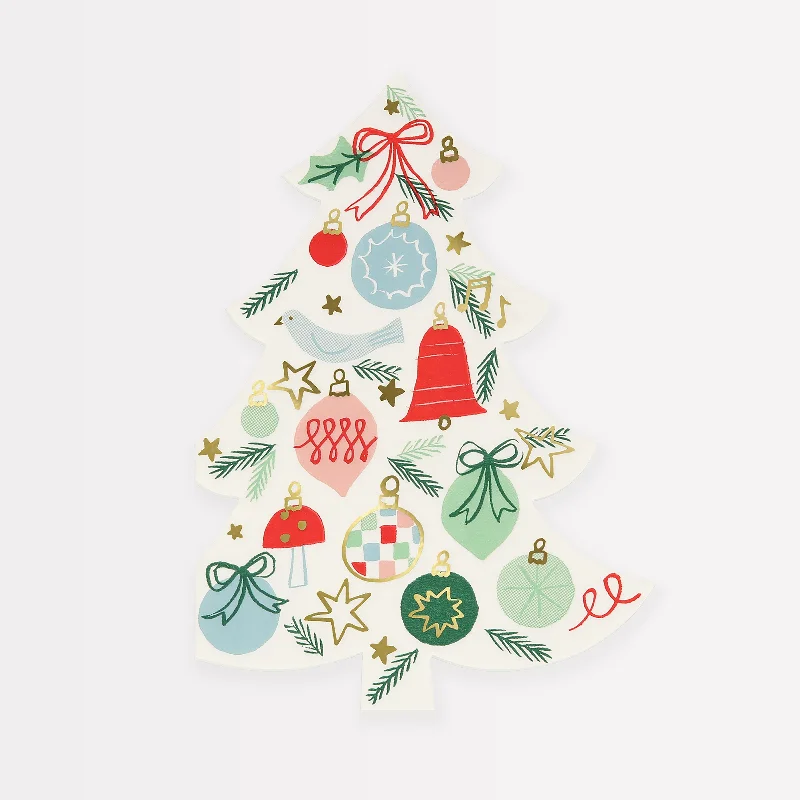 Festive Pattern Tree Napkins (x 16)