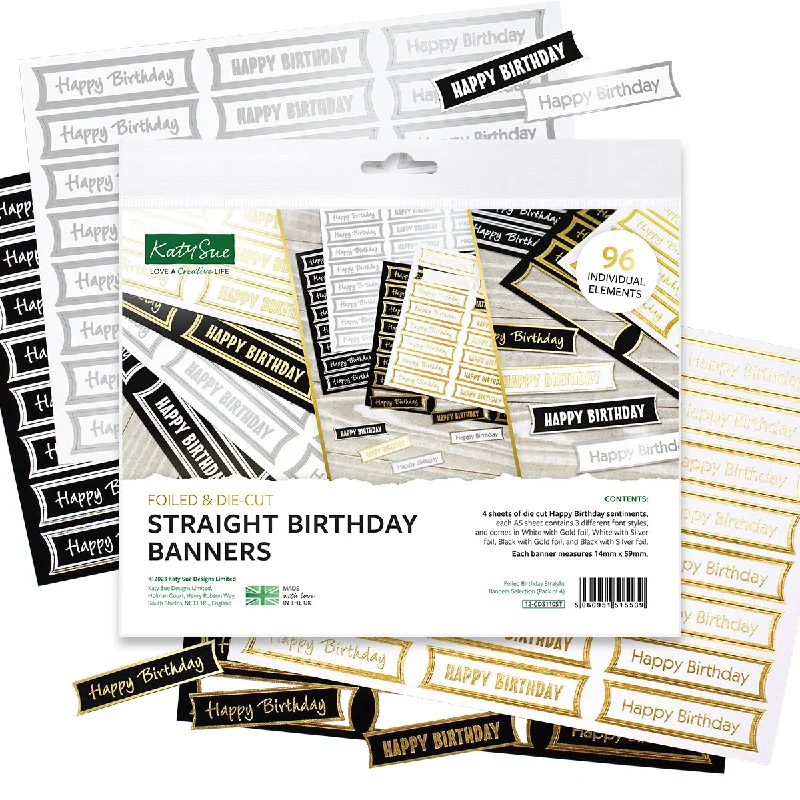 Foiled Birthday Straight Banners Selection, Pack of 4