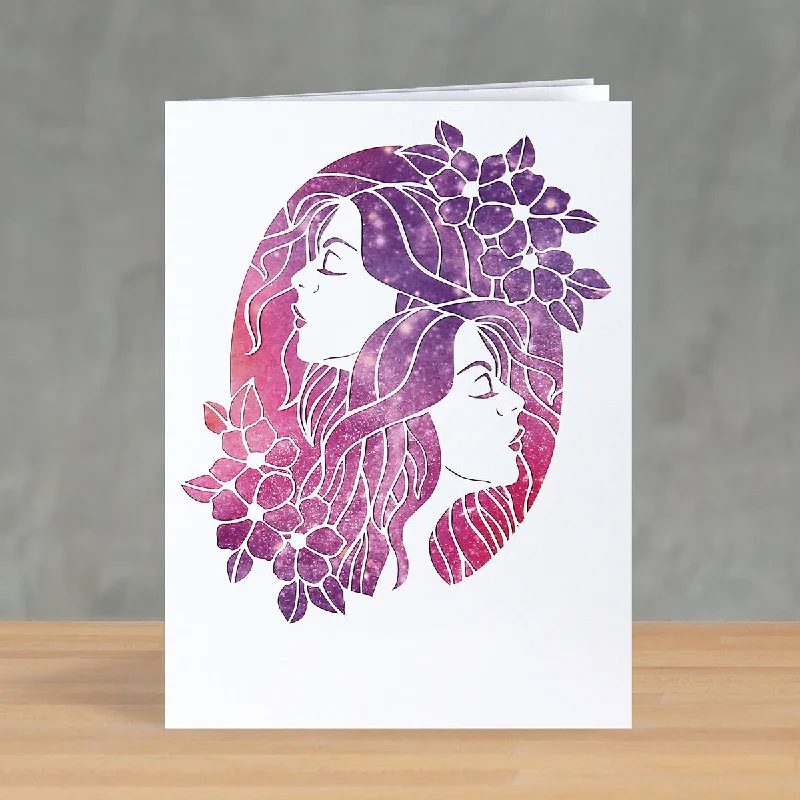 Gemini Paper Cutting Greetings Card + Wall Art Digital Templates