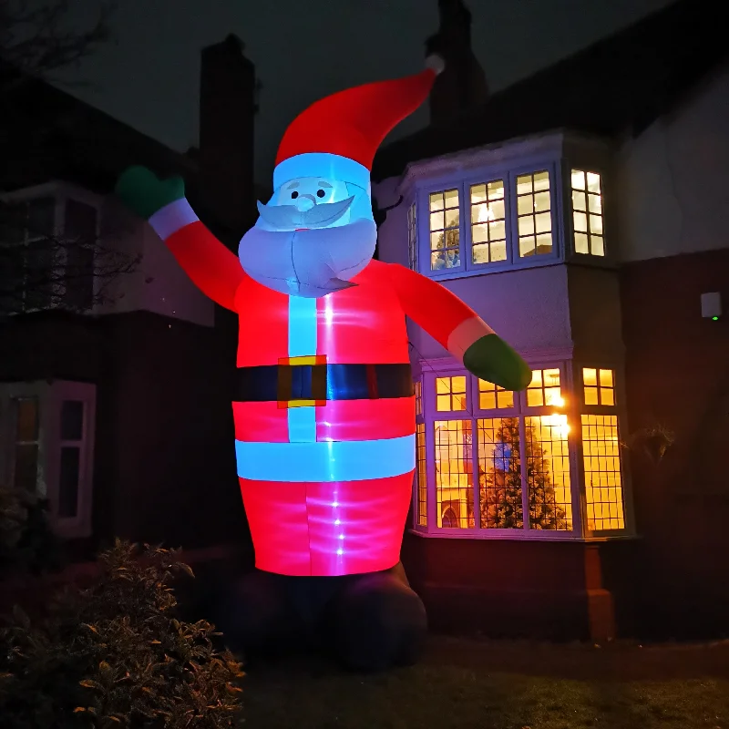 GIANT: 20ft (6m) Outdoor Inflatable Lit Christmas Santa with Raised Arm & 28 LEDs