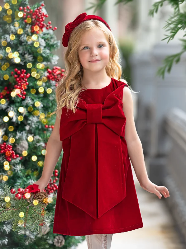 Adorable Festive Red Party Dress with Big Bow