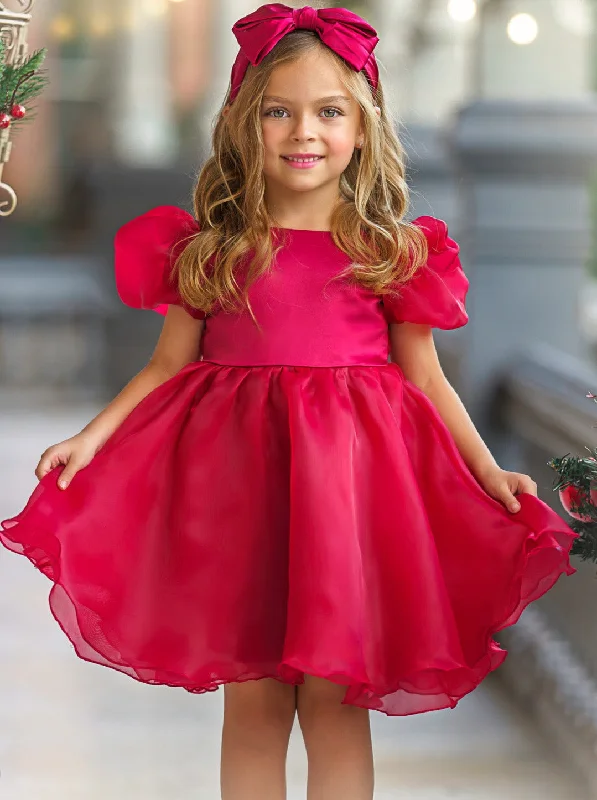 Princess Perfection Puff Sleeve V-Back Party Dress