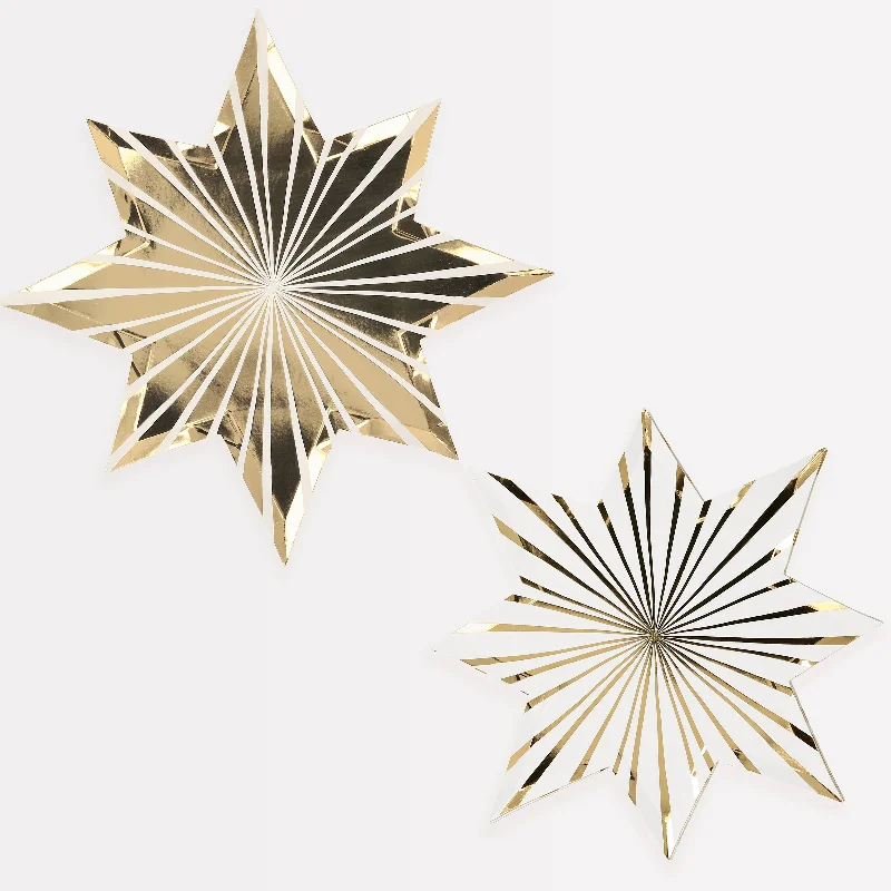 Gold Stripe Star Plates (x 8)