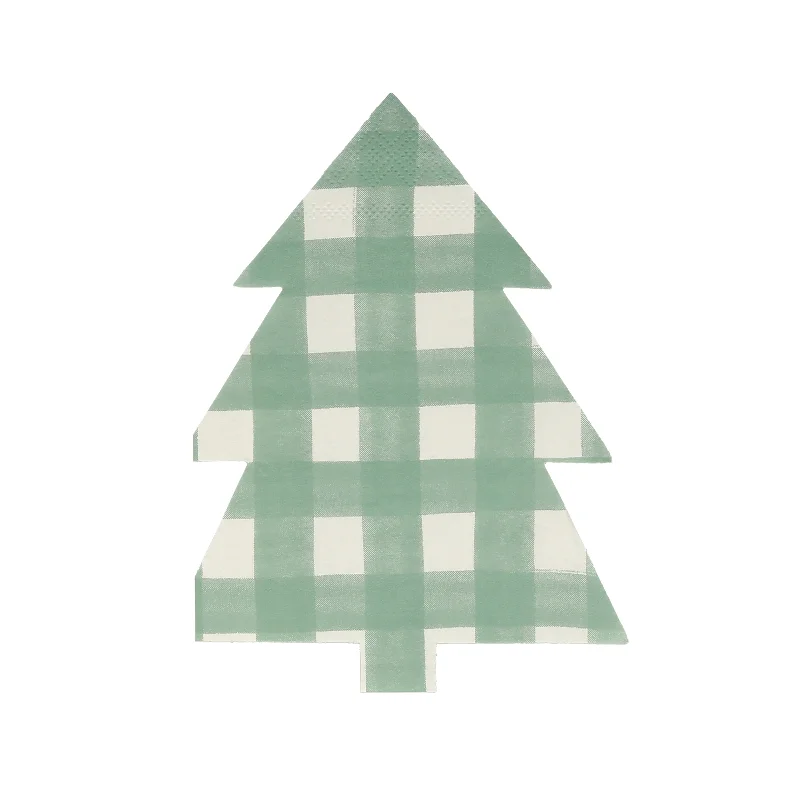 Green Gingham Tree Napkins (x 16)