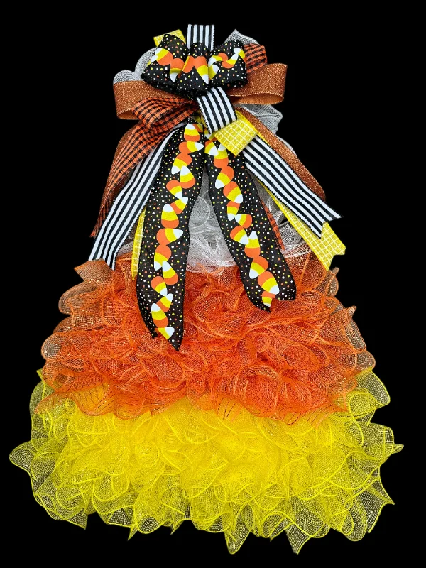 Halloween Candy Corn Wreath, Halloween Candy Corn Door Hanger, Halloween Front Door Wreath, Candy Corn Deco Mesh Wreath