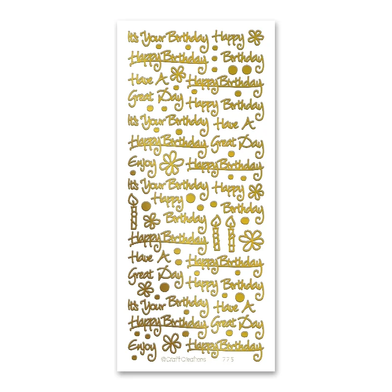 Happy Birthday Enjoy Gold Self Adhesive Stickers