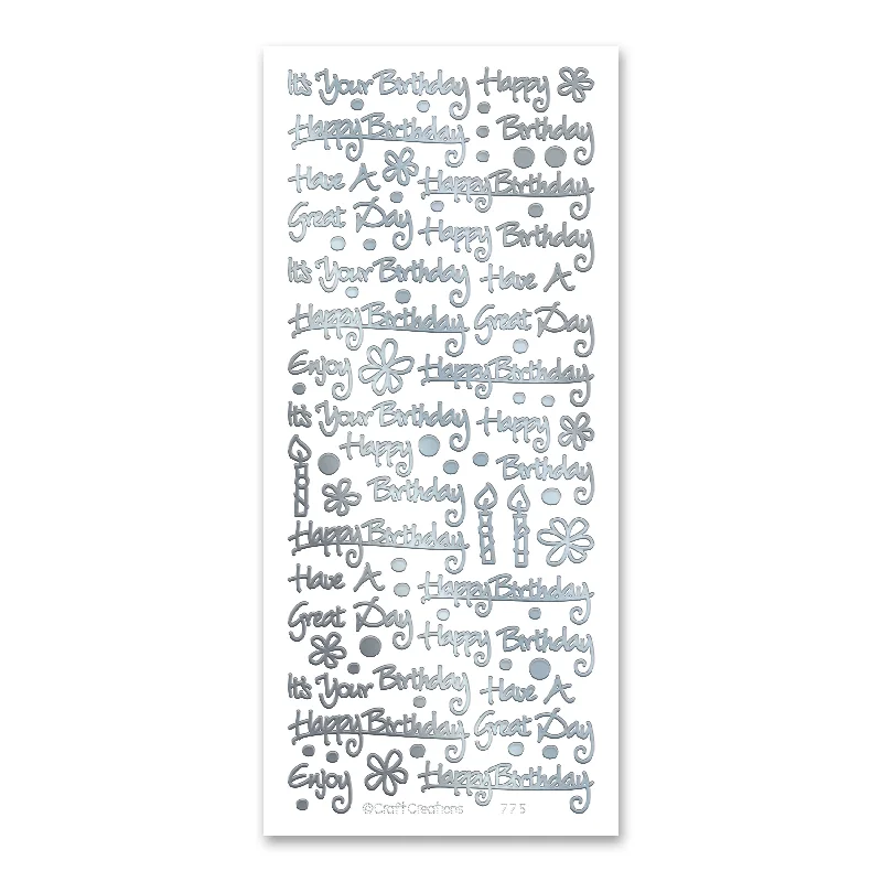 Happy Birthday Enjoy Silver Self Adhesive Stickers