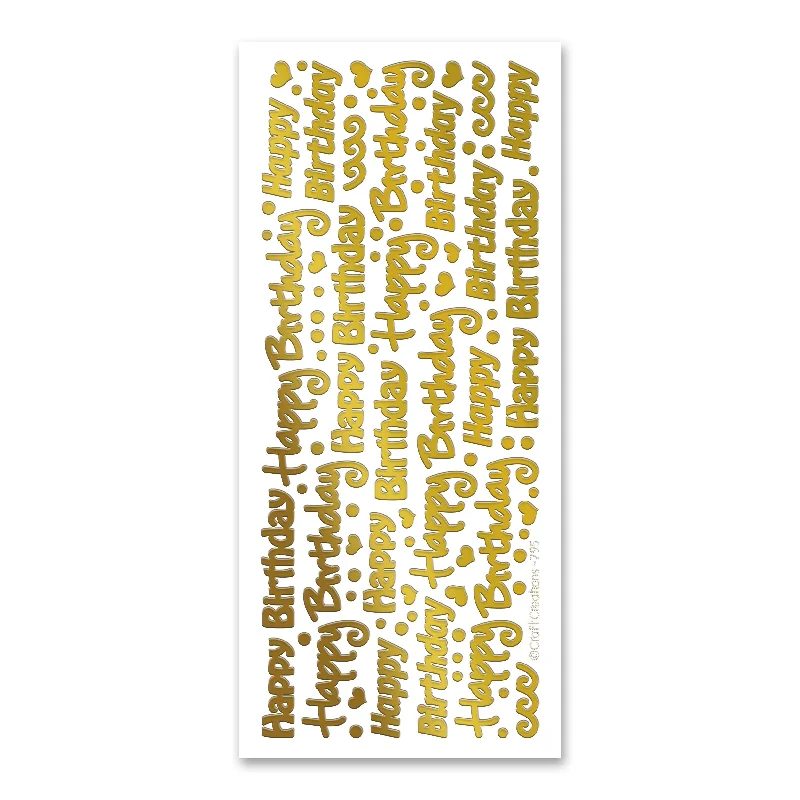 Happy Birthday Gold Self Adhesive Stickers