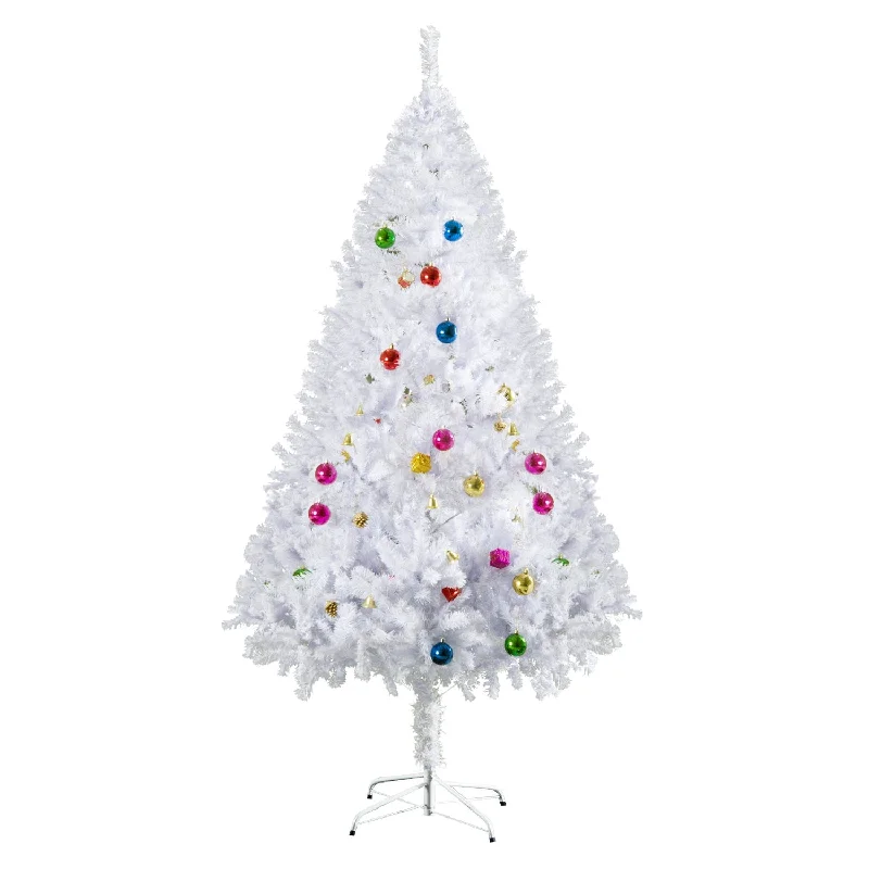 Homcom 6 Foot Artificial Christmas Tree with Metal Stand Decorations Home Seasonal Elegant Faux White