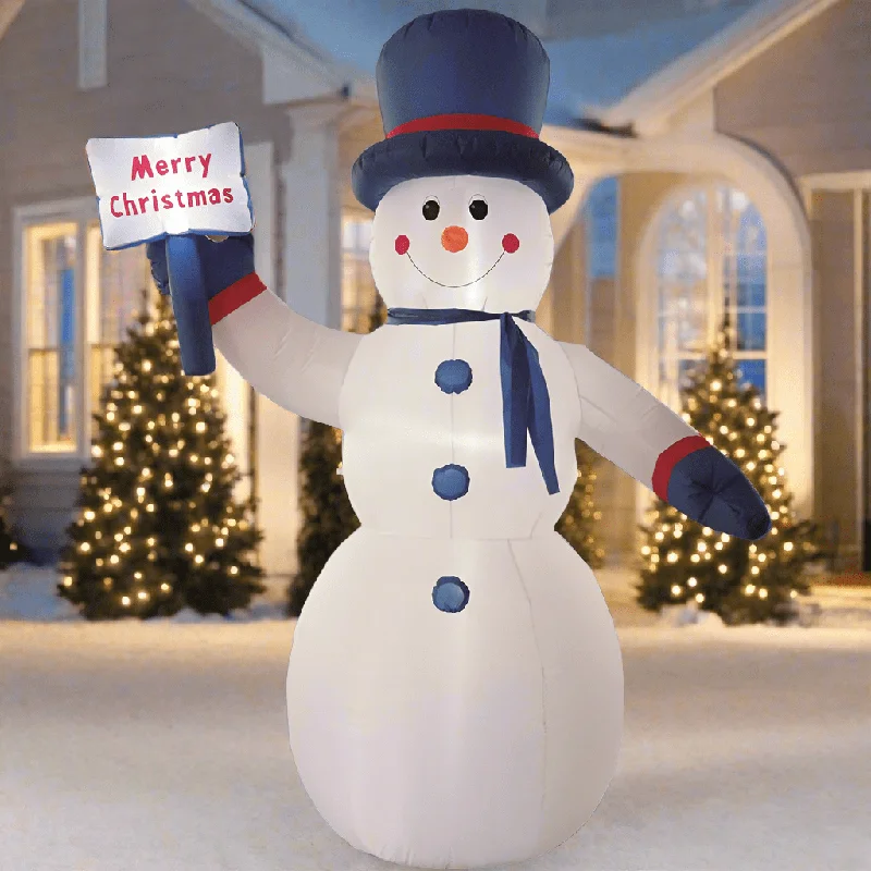 Inflatable Snowman Merry Christmas Sign (2.4m)