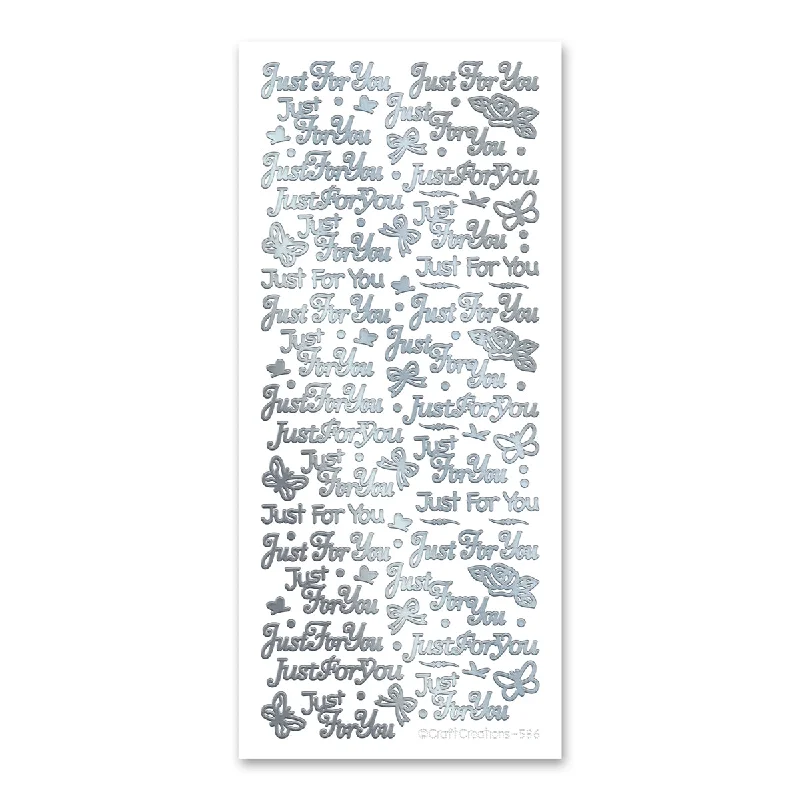 Just For You Silver Self Adhesive Stickers