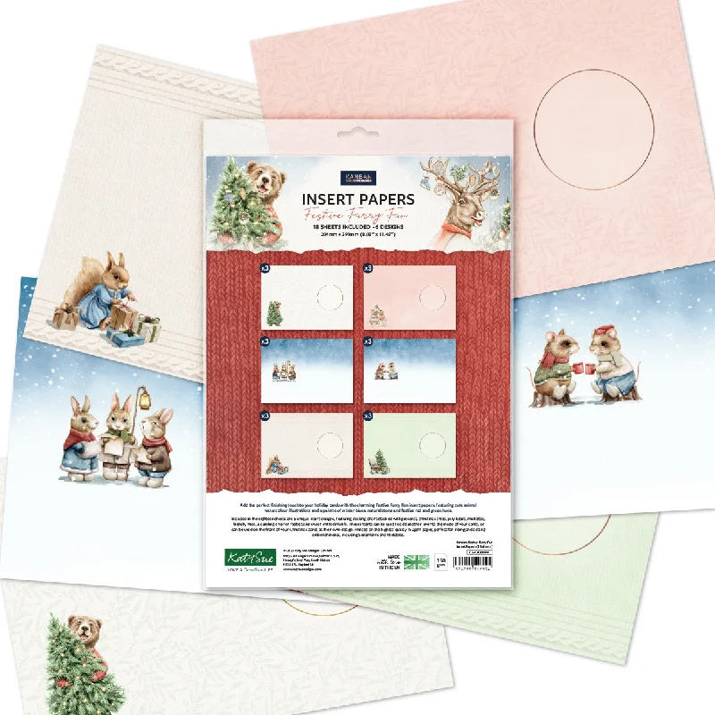 Kanban Crafts Festive Furry Fun Insert Papers, 18 sheets