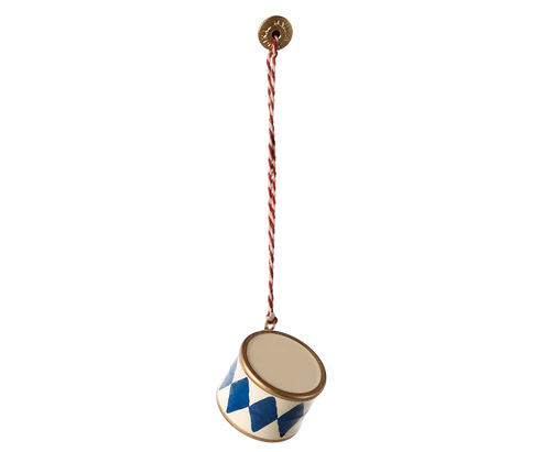 Christmas Ornament - Metal - Small Drum - Dark Blue