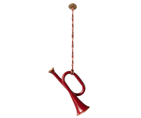 Christmas Ornament - Metal - Trumpet - Red