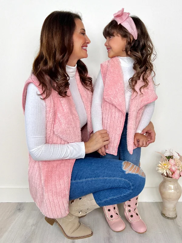 Mommy and Me Blush Cozy Faux Fur Vest