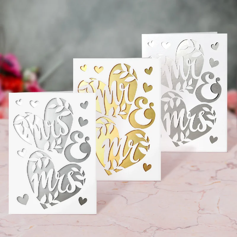 Mr & Mrs Card Paper Cutting Digital Templates, Set of 3