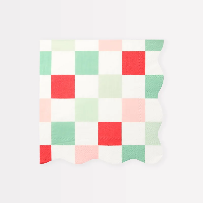 Multi Check Large Napkins (x 16)