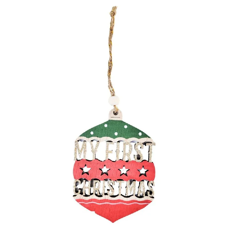 My First Christmas Stars Bauble Hanging Decoration Red