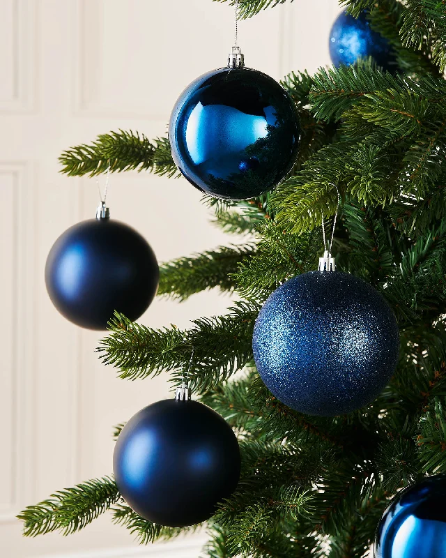 Navy Blue Shatterproof Baubles, 9 Pack, 10 cm