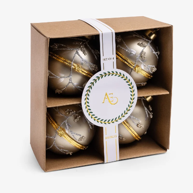 Opening Glass Bauble Set of 4 (Champagne)