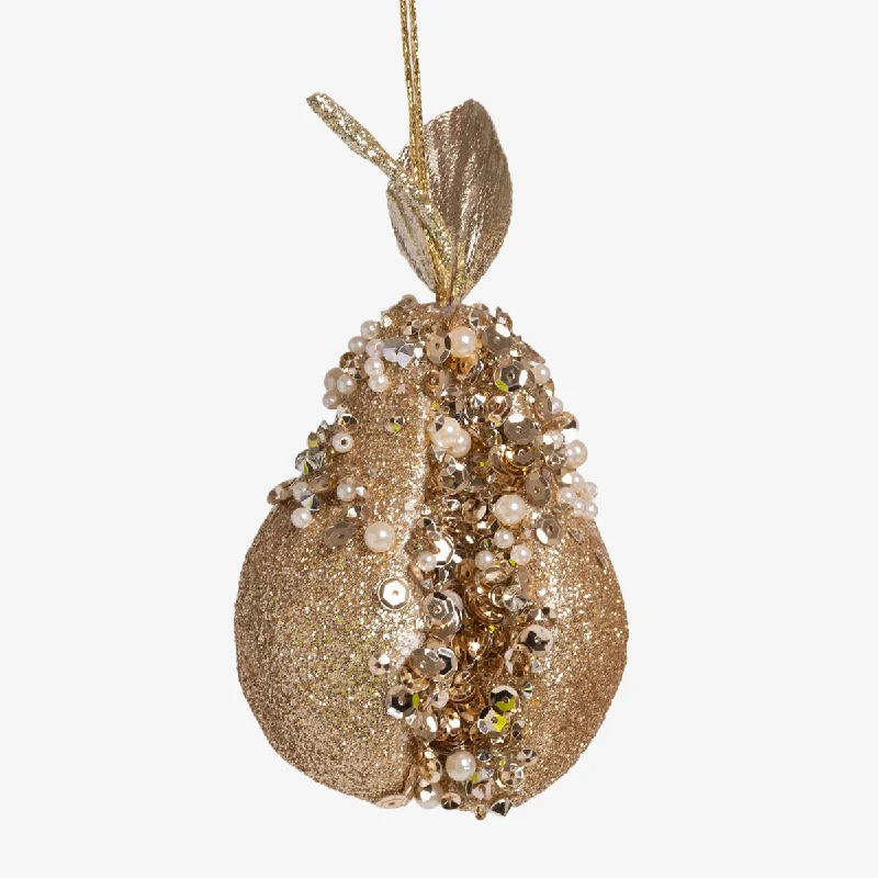 Pear Glitter Ornament (Gold)