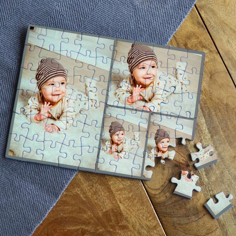 Personalised Photo Collage Jigsaw Grey 4 Images