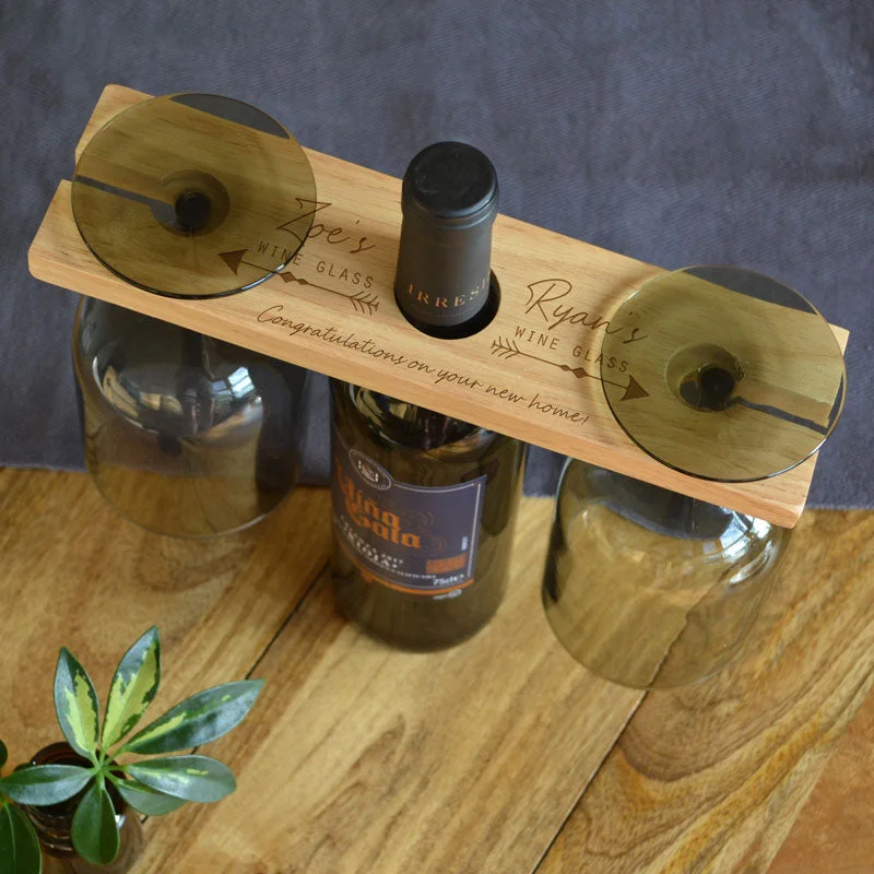 Personalised Wine Glass Holder Wood Wine Bottle Display