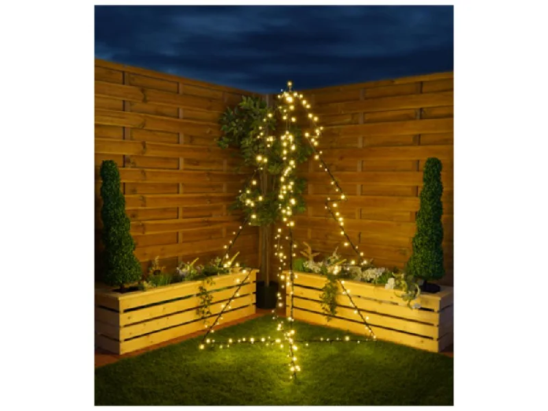 Pre Lit 3D Christmas Tree 1.5m with 240 Warm White LEDs (Black Frame & Timer)