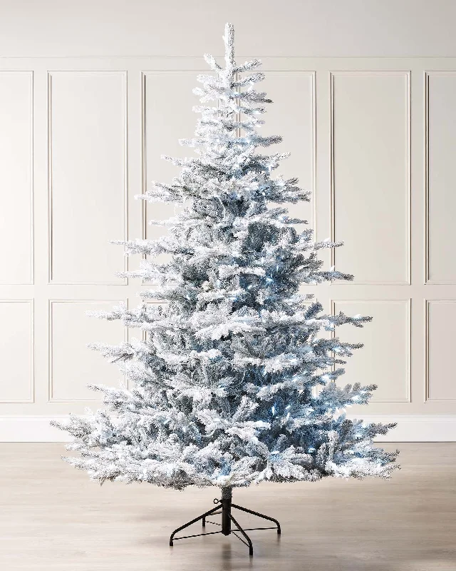 Pre-Lit Snow Flocked Spruce Christmas Tree, 6 ft