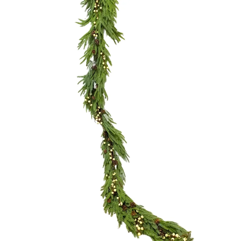 Real Touch Northern Norfolk Pine/Berry/Cone Garland 72” | XJ