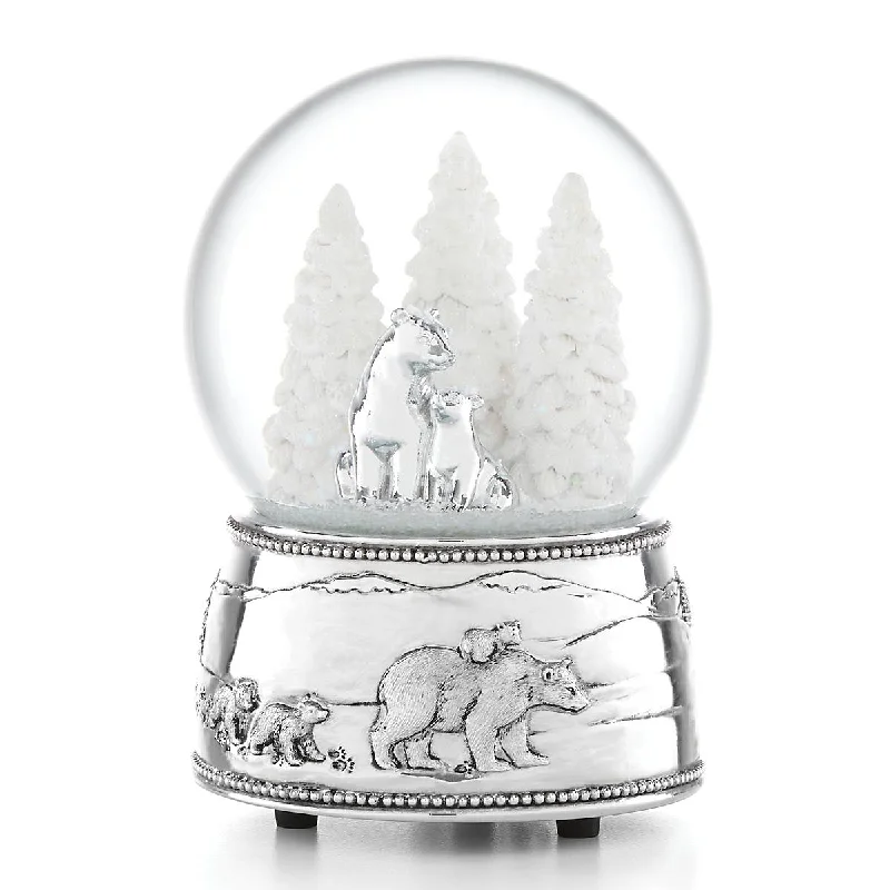 North Pole Bound Polar Bears Musical Snow Globe