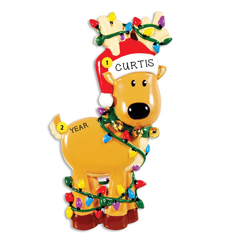 Personalized Reindeer with Lights Ornament