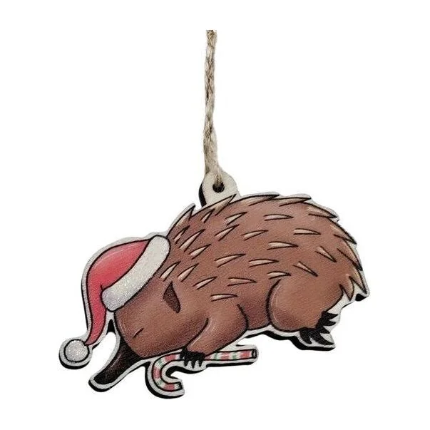 Renee Treml Echidna with Candy Cane Hanging Decoration