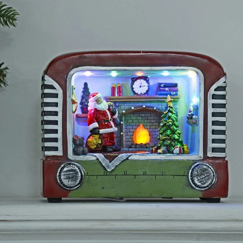 Retro Radio Novelty Musical Christmas Decoration With Lights