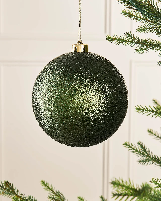 Sage Green Large Glitter Shatterproof Bauble, 15 cm