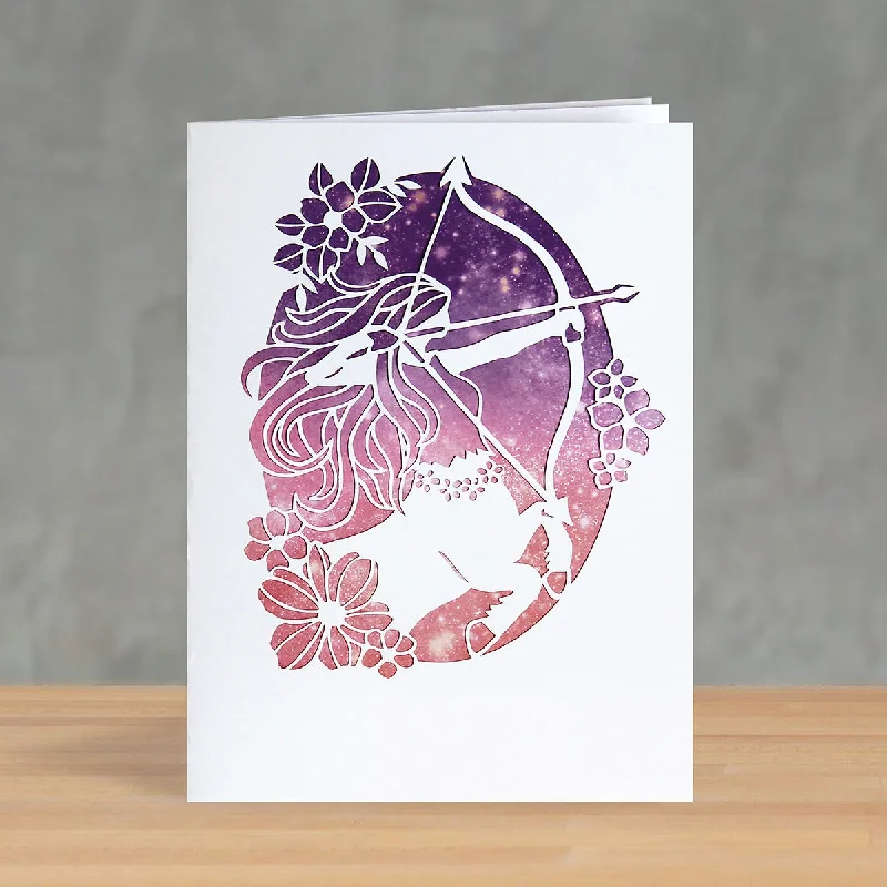 Sagittarius Paper Cutting Greetings Card + Wall Art Digital Templates