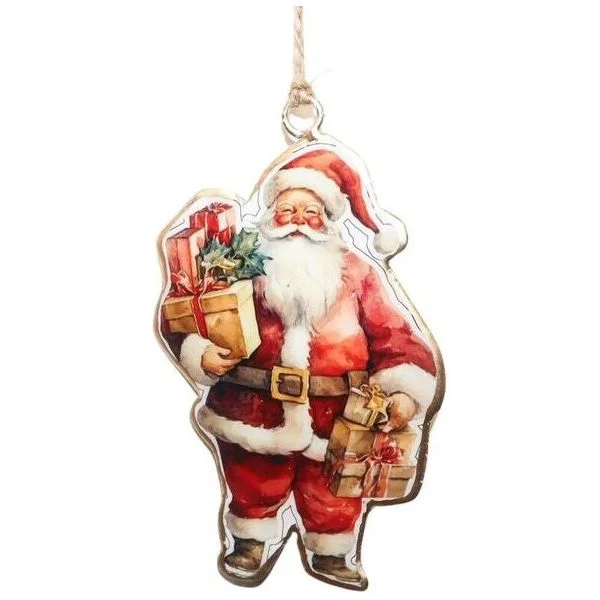 Santa Holding Gold Presents Hanging Decoration