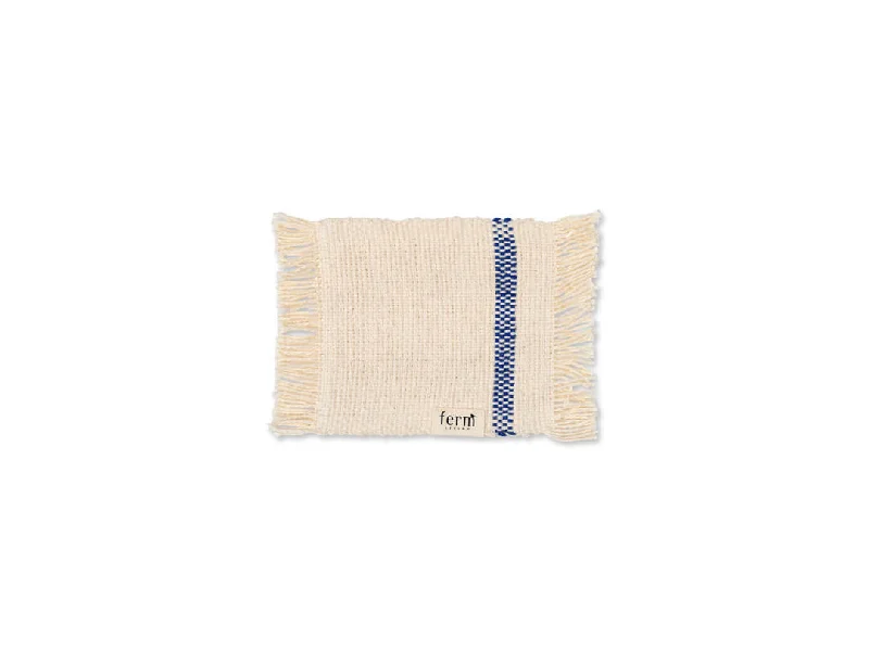 Savor Coasters - Set of 4 | Off-White & Blue | Organic Cotton | by ferm Living