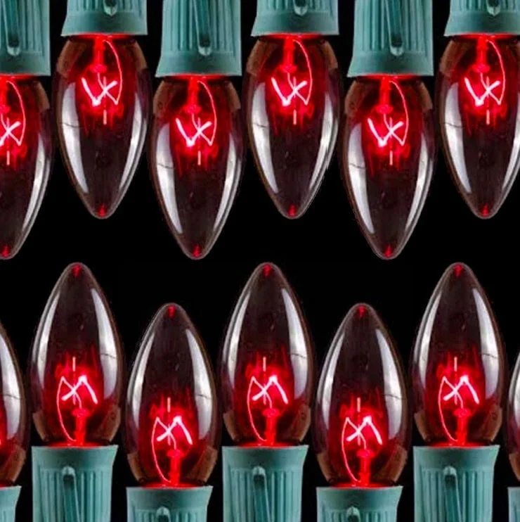 (Red) Red Transparent C9 Christmas Lights