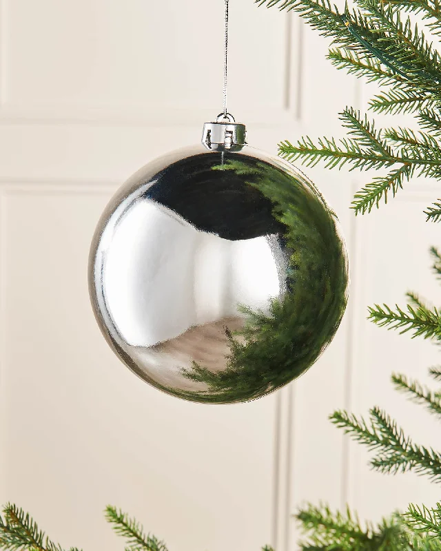 Silver Large Gloss Shatterproof Bauble, 15 cm