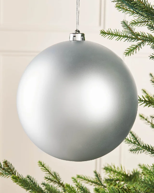 Silver Large Matt Shatterproof Bauble, 20 cm