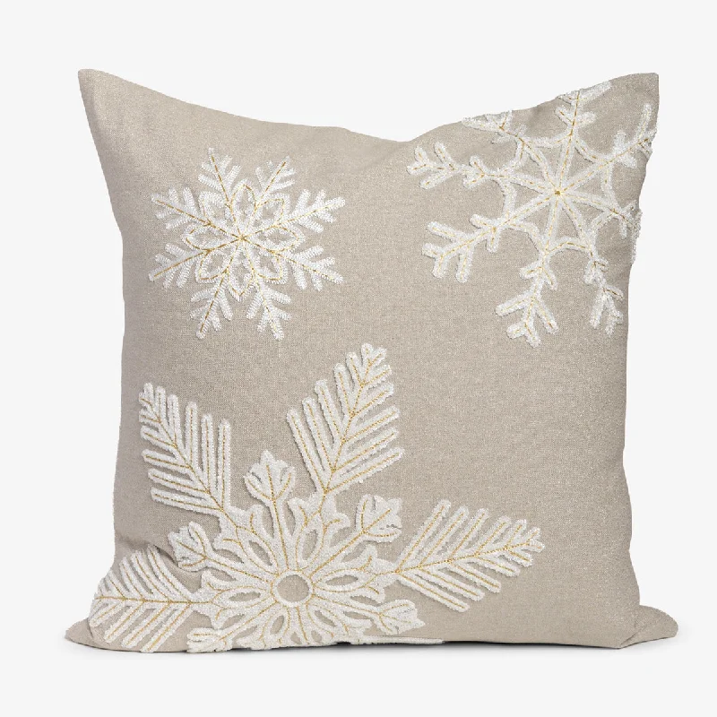 Snowflake Cushion Cover (Beige & White)