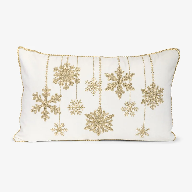 Snowflake Cushion Cover (Gold & White)