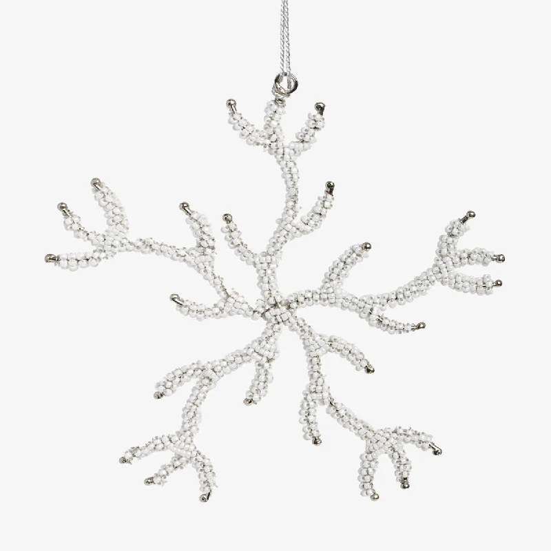 Snowflake Glass Bead Ornament (White)