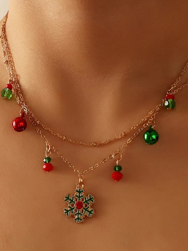 Snowflake and Ornaments Layered Necklace