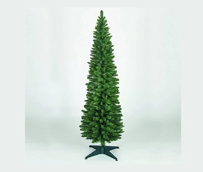 Snowtime Wrapped Pencil Pine Christmas Tree - Green - 4ft - 120cm